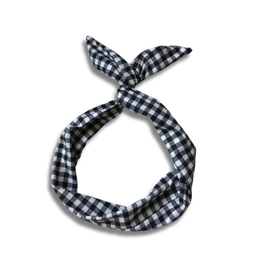 black and white gingham headband
