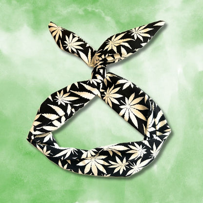 Black and White Glow in the Dark Cannabis Leaf Wire Headband