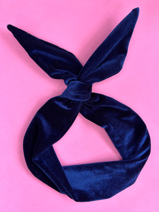 Navy Velvet Wire Headband