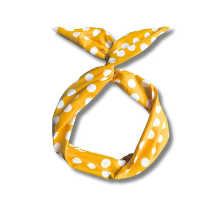 yellow and white polka dot headband