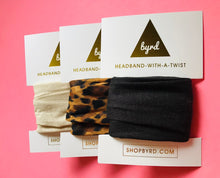 Load image into Gallery viewer, Leopard Print, Natural Linen, Black Linen, Set of 3 Wire Headbands
