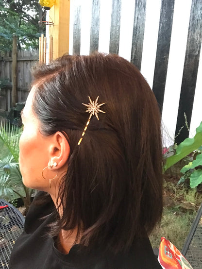 Rhinestone Moon and Star Hair Clips