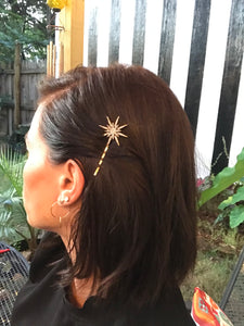 Rhinestone Moon and Star Hair Clips